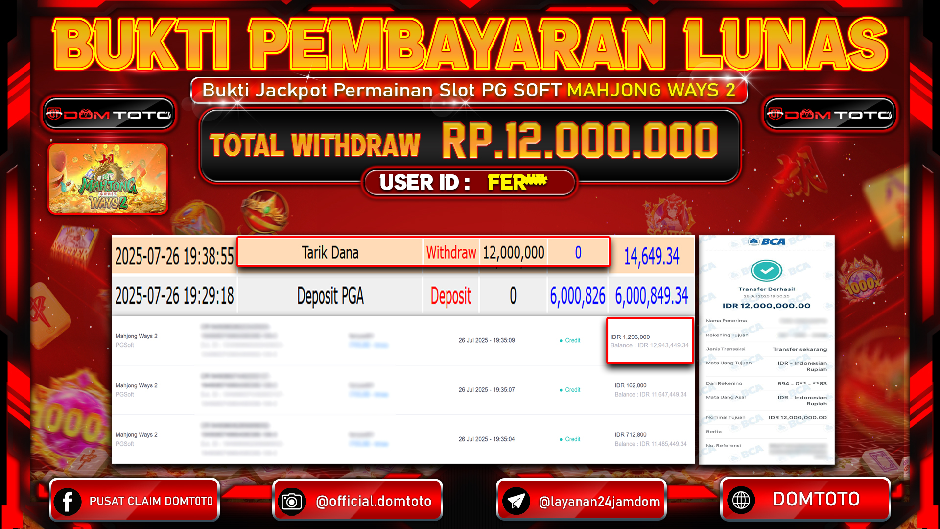 JACKPOT SLOT MAHJONG WAYS 2 1000  26 JULI 2025